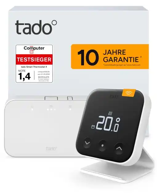 Ofertă limitată Termostat inteligent wireless tado X Kit de pornire cu Bridge X si suport, control prin aplicatie si asistenti vocali