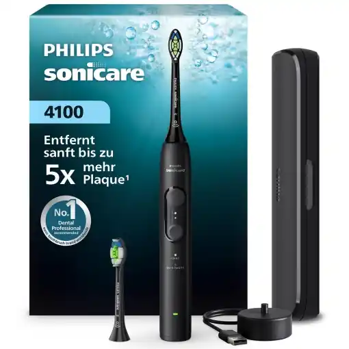 Periuta electrica Philips Sonicare Series 4000 HX404452, 4 programe, senzor de presiune, autonomie 21 zile, negru Ofertă