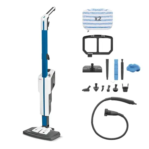 Mop cu aburi Polti Vaporetto SV620 Style, 1500W, 15 accesorii, filtru anticalcar, albastrualb Ofertă exclusivă