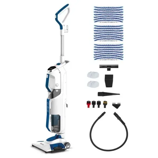 Noutate Aspirator cu abur Polti Vaporetto 3 Clean, 1800W, 5 kg, albalbastru, fara sac, 14 accesorii
