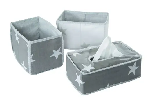 Cumpără acum Set organizator pentru ingrijirea bebelusului roba Little Stars, 3 piese, culori neutre, design decorativ