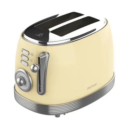 Toaster Cecotec ToastTaste 800 Vintage, 850W, 2 felii, Galben Preț redus