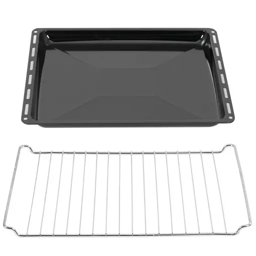 Noutate Set tava si gratar pentru cuptor ICQN 422 x 375 mm, emailat, negru, rezistent la zgarieturi