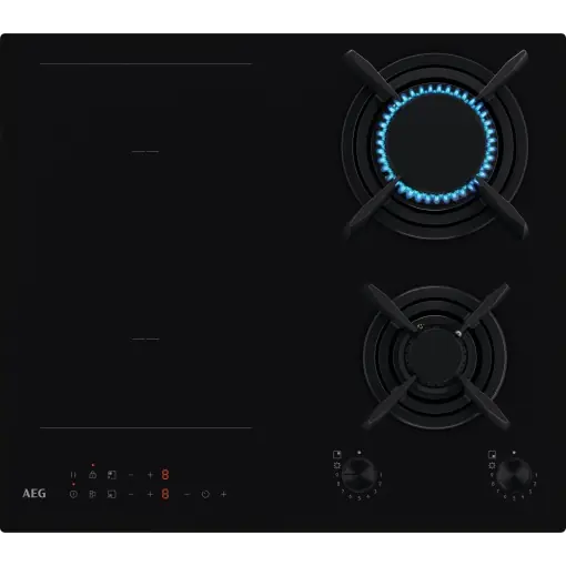 Ieftin Plita mixta gaz si inductie AEG Serie 8000 HF704163NB, 60 cm, negru