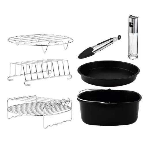 Set accesorii pentru friteuza cu aer cald Cecotec Cecofry, 8 piese, antiaderent, compatibil 5-6.5 litri Preferatul clienților