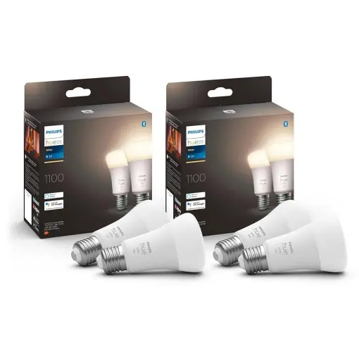 Super ofertă Lampa LED Philips Hue E27 4 Pack, 9.5W, 1055lm, Dimmabila, Lumina Calda