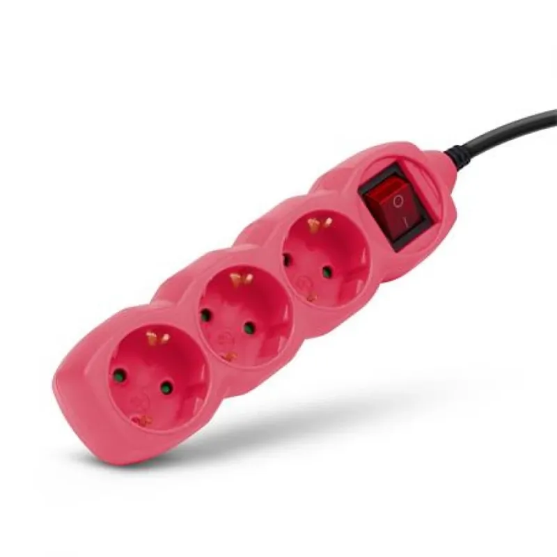 Preț redus ENTAC ESEG3-1.5-SW-P Splitter 3 priză 1.5m roz cu comutator