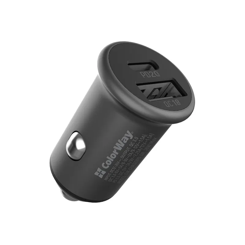 COLORWAY Mașină încărcător 1xUSB 1xUSB-C 38W gri Ofertă