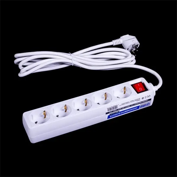 Retur ușor IRIS IEPS-5W-5M-K prelungitor splitter 5 cu priză cu comutator 5m alb