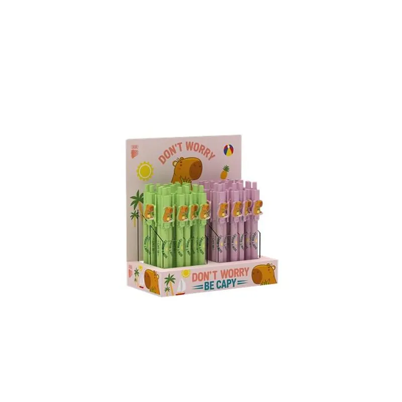 Promoție ICO Capybara pix apasa butonul 08 mm albastru 48buc display TICCBD48