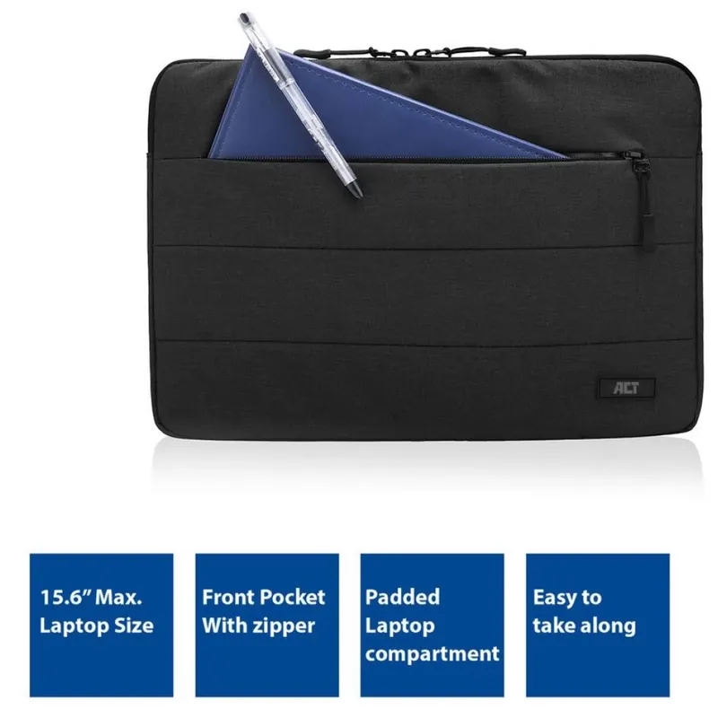 ACT CONNECTIVITY AC8520 City Laptop Sleeve 15.6" negru Lichidare de stoc