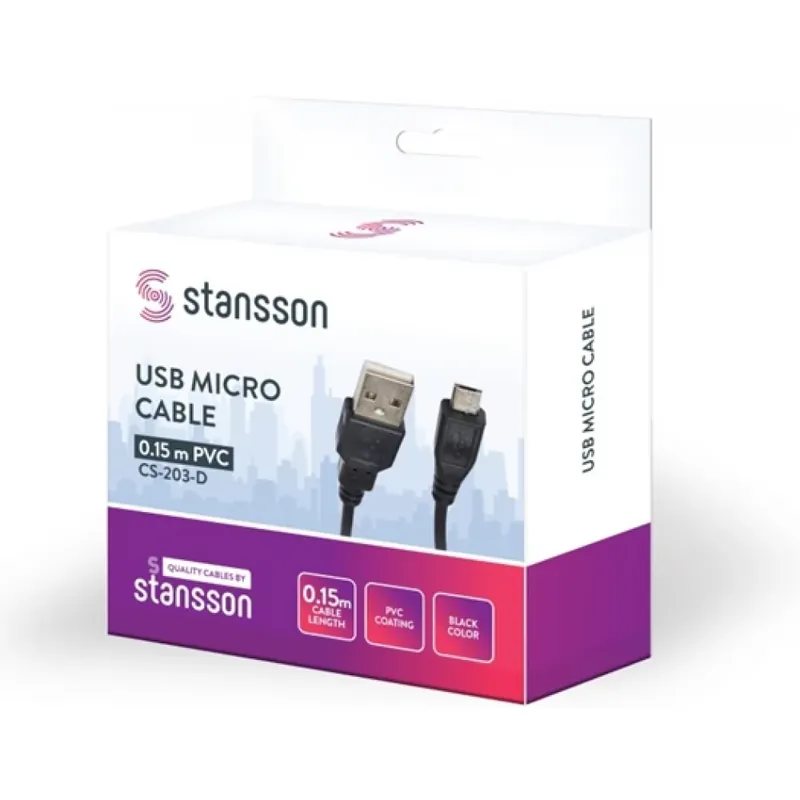 Bestseller STANSSON USB Micro USB Convertor Negru 15cm CS-203-D