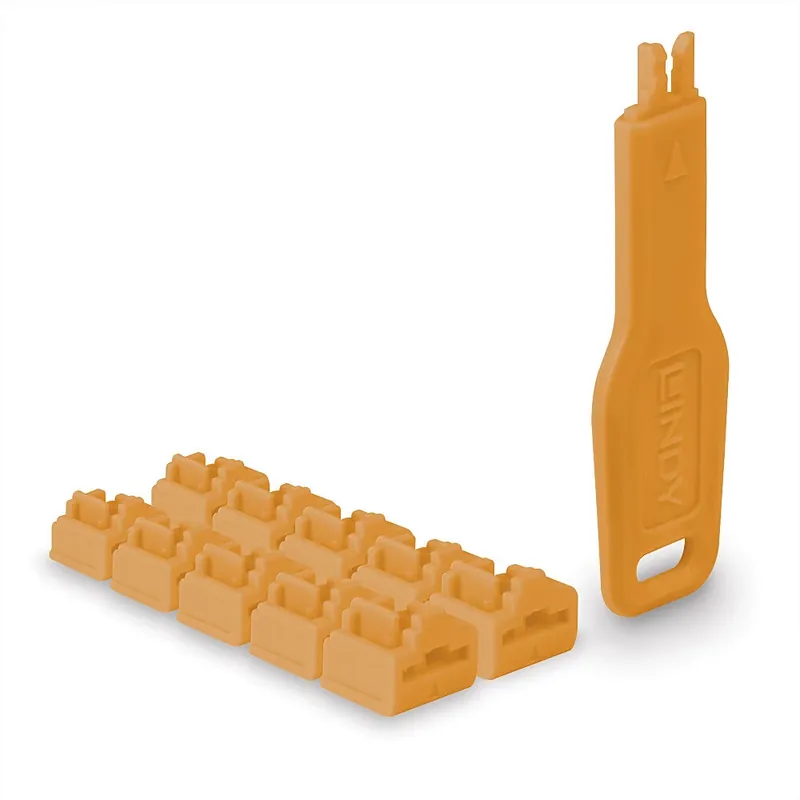 LINDY 47897 RJ45 Port Blocker cheie și 10 buc mufă portocaliu Ofertă specială