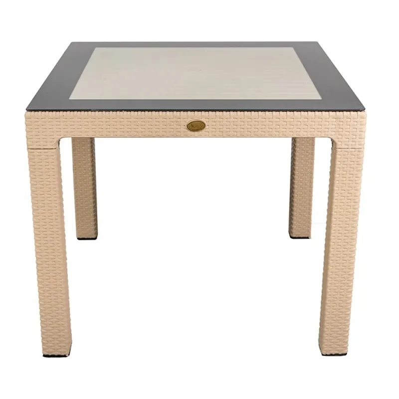 IRIS GF-820C ORIGINAL CAPPUCCINO plastic de grădină masă cu o placă de sticlă 90x90cm Premium