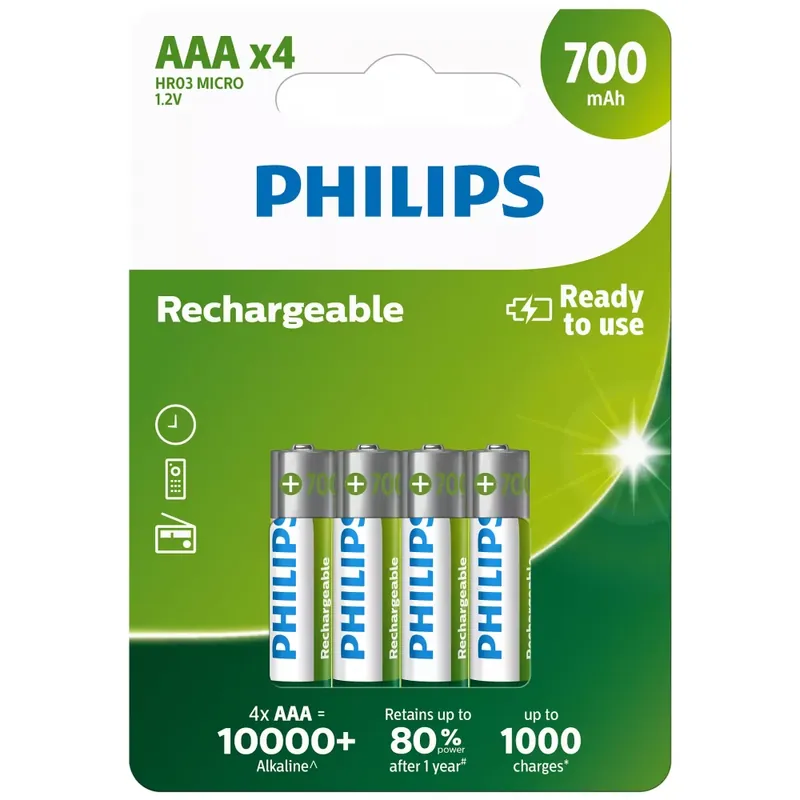 Bestseller PHILIPS Rechargeable NiMH mikro creion akku (AAA) 700mAh 4buc