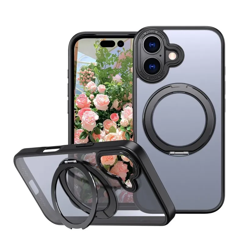 Disponibil imediat CELLECT 360 grade rotabil karikagyűrűs toc Iphone 17 negru-transparent