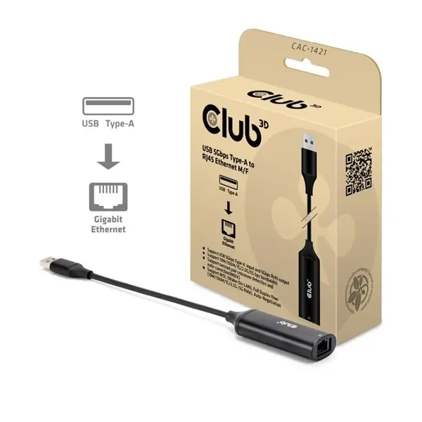 Preț promoțional CLUB3D CAC-1421 USB 3.1 UTP Convertor 5Gbps negru