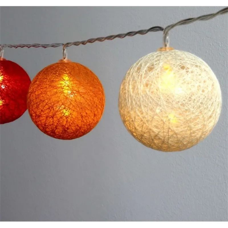 IRIS glob de forma 6cm / culoare Râpă / 1,5 m / roșu-portocaliu-fierbinte fehér/10buc LED-es/USB-s decorare ușoară Preț redus
