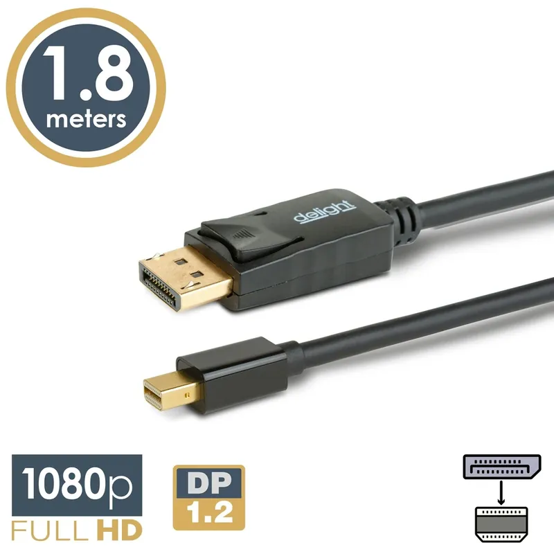 Ultima șansă DELIGHT DisplayPort 1.2/1.2a Mini DisplayPort Convertor Negru 1.8m 20336A
