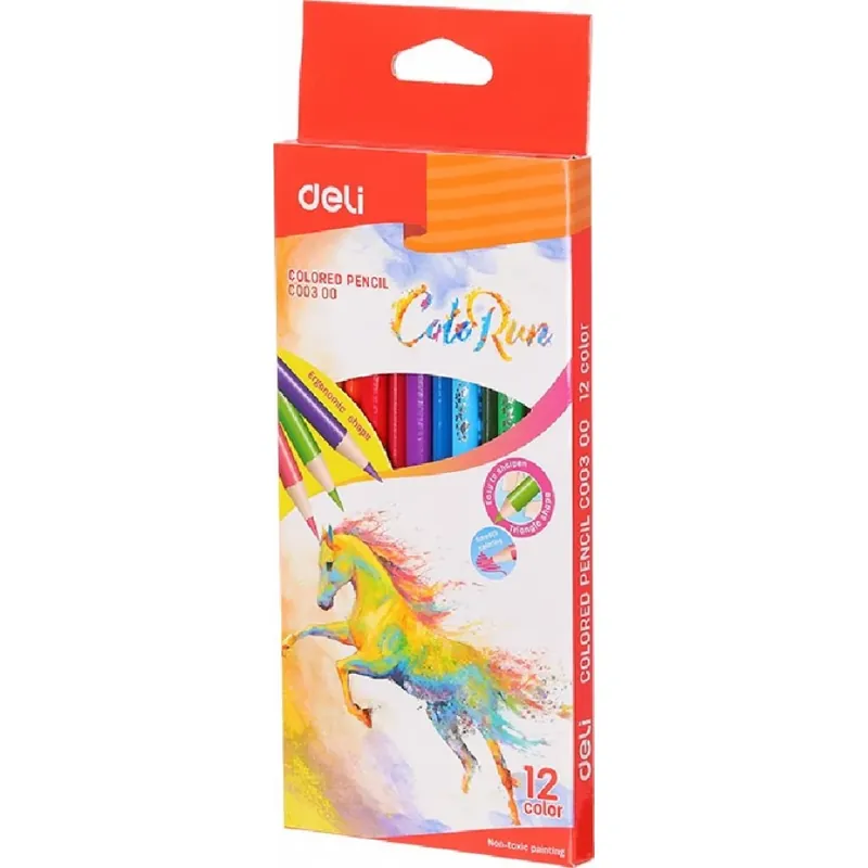 Livrare expres DELI Color Run creioane colorate set 12 bucăţi