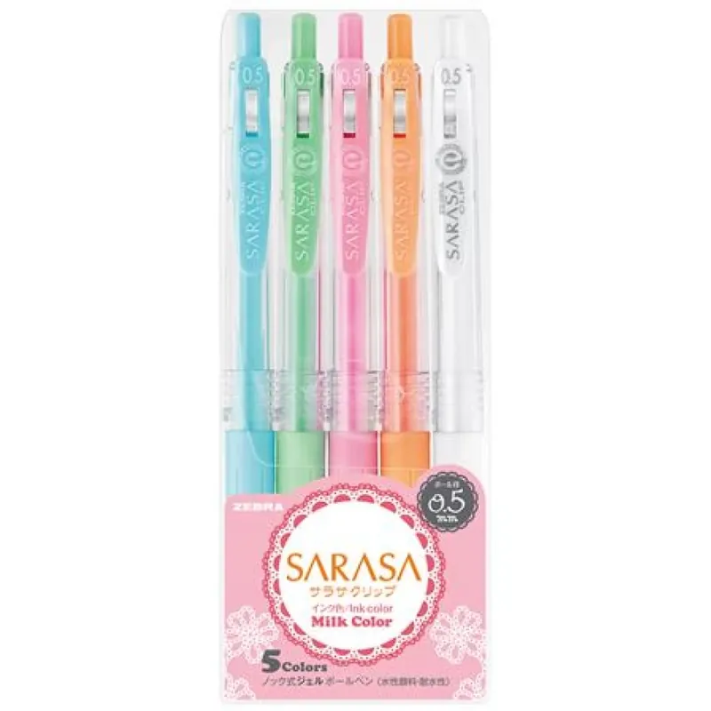 Transport gratuit ZEBRA Sarasa Clip Milk push-buton stilou de jeleu set 0.33mm 5 bucăţi pastel colorate