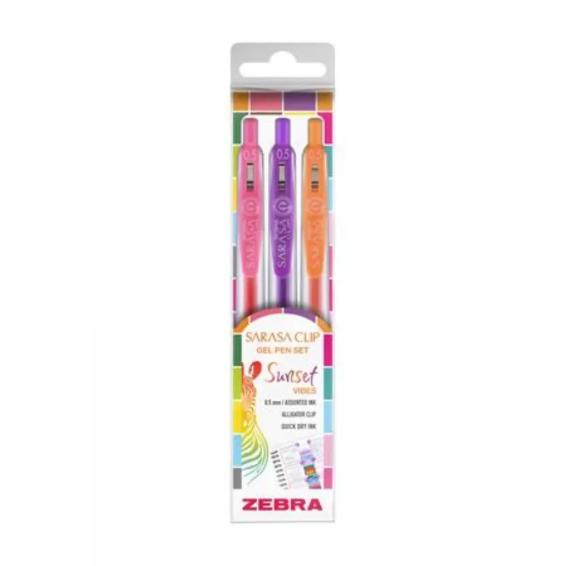 Lichidare de stoc ZEBRA Sarasa Clip Sunset Gel stilou set 0.25 mm apasa butonul 3 culoare